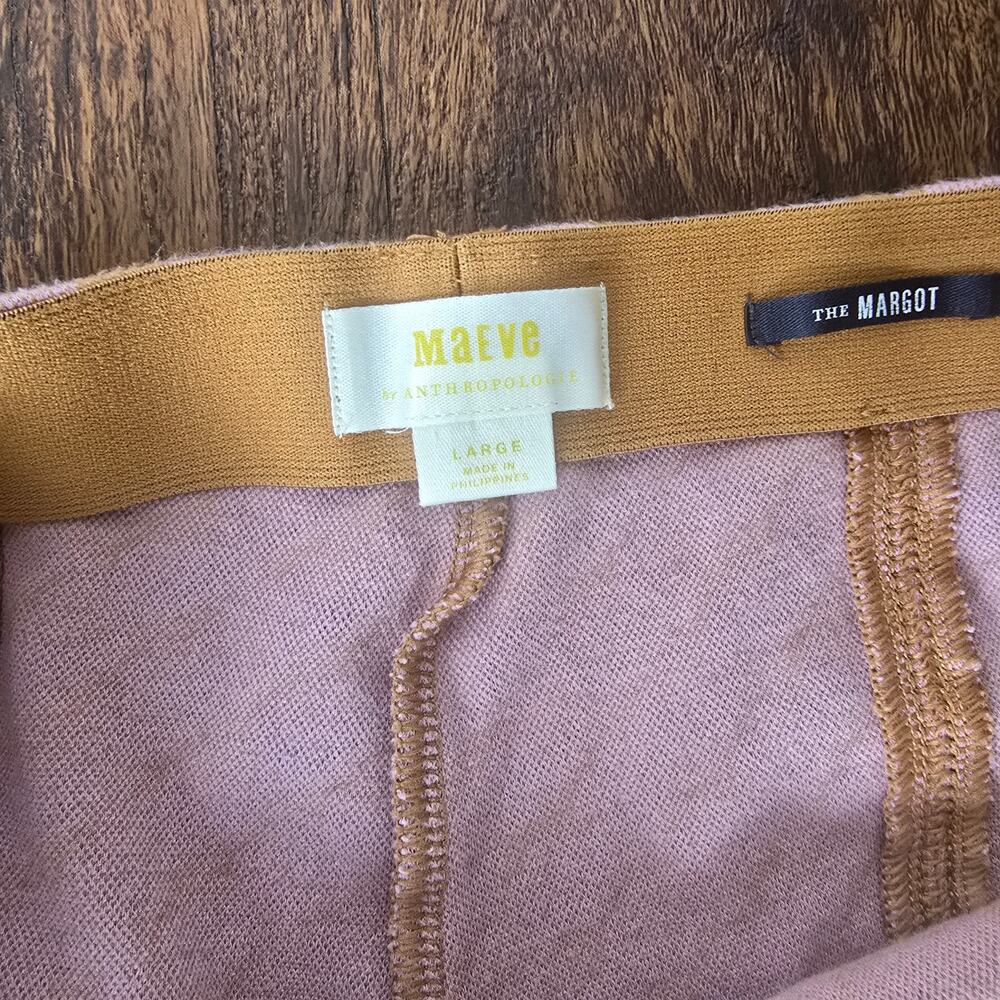 Anthropologie Maeve The Margot Cropped Kick Flare Pants Ankle Knit Pink Rose Dot - Picture 8 of 8